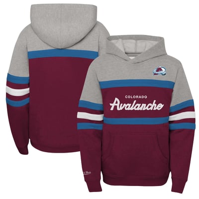 Colorado Avalanche Mitchell & Ness Youth Head Coach Pullover Hoodie - Burgundy